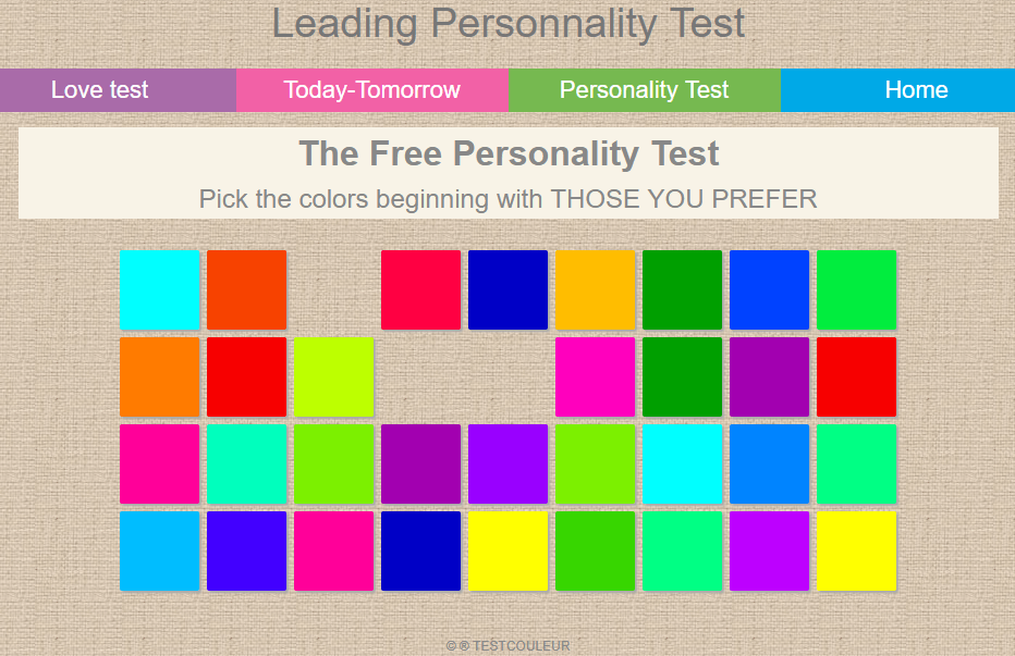 Free test color true personality 🌈 Color